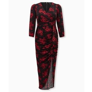 Torrid Floral Wrap Asymmetrical Slit Maxi Dress